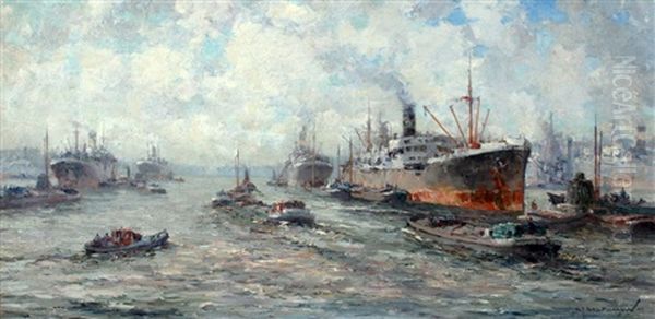 Bedrijvigheid In De Haven Oil Painting by Gerard Delfgaauw