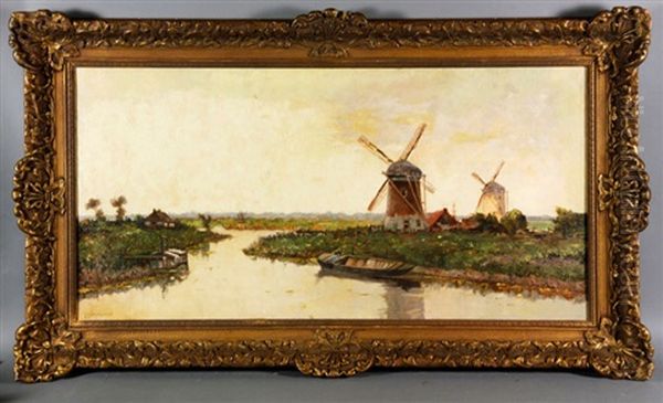 Windmills Oil Painting by Gerard Delfgaauw