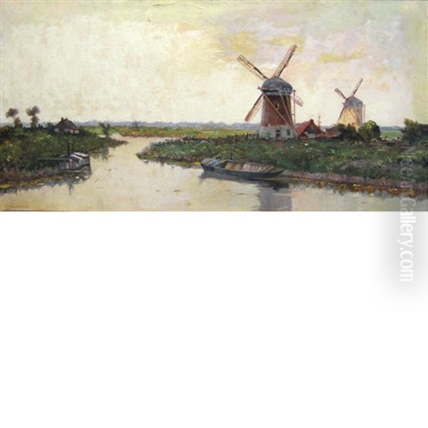 Windmills Oil Painting by Gerard Delfgaauw