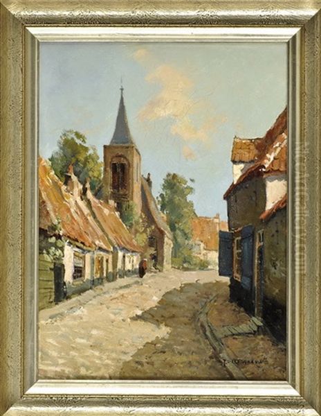 Blick Durch Eine Dorfgasse Mit Kapelle Oil Painting by Gerard Delfgaauw