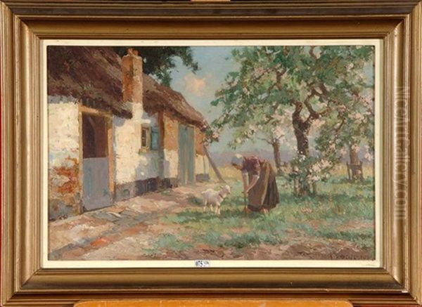 Cour De Ferme Animee Oil Painting by Gerard Delfgaauw