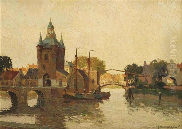 A View Of The Zuidhavenpoort, Zierikzee Oil Painting by Gerard Delfgaauw