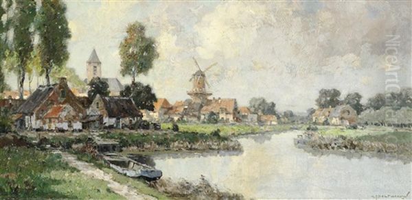 Nootdorp Bei Delft Im Sommer Oil Painting by Gerard Delfgaauw