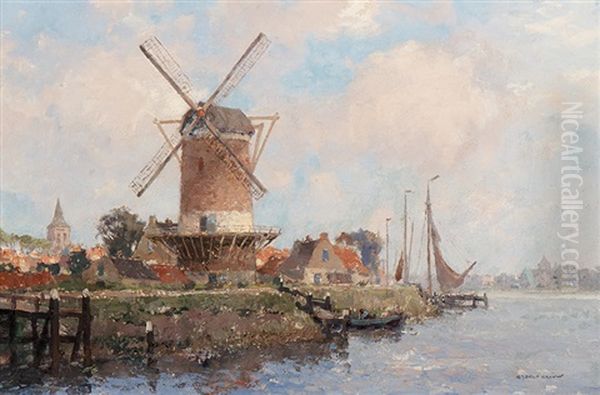 Mooring In The Inner Harbour Oil Painting by Gerard Delfgaauw