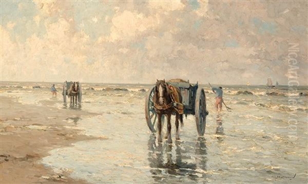 Shell Fishers Oil Painting by Gerard Delfgaauw