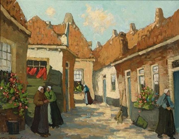 Villagers On A Sunny Day Oil Painting by Gerard Delfgaauw