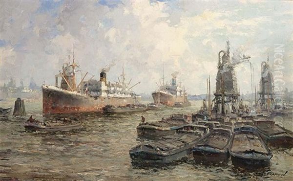 The Rotterdam Harbour Oil Painting by Gerard Delfgaauw