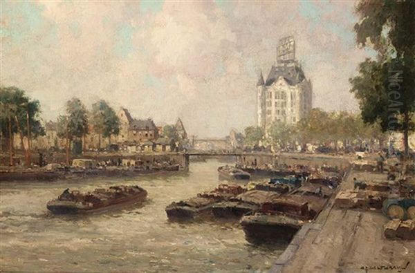 A View Of The Haringvliet, Rotterdam Oil Painting by Gerard Delfgaauw