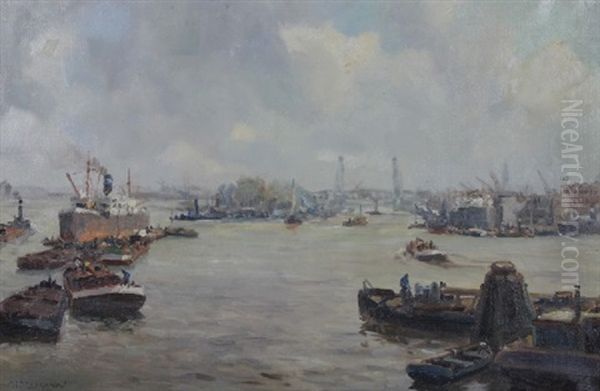 Harbour Scene Oil Painting by Gerard Delfgaauw