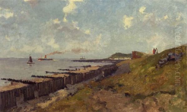 A View On Katzand-bad With The Wester Schelde, Zeeland Oil Painting by Gerard Delfgaauw