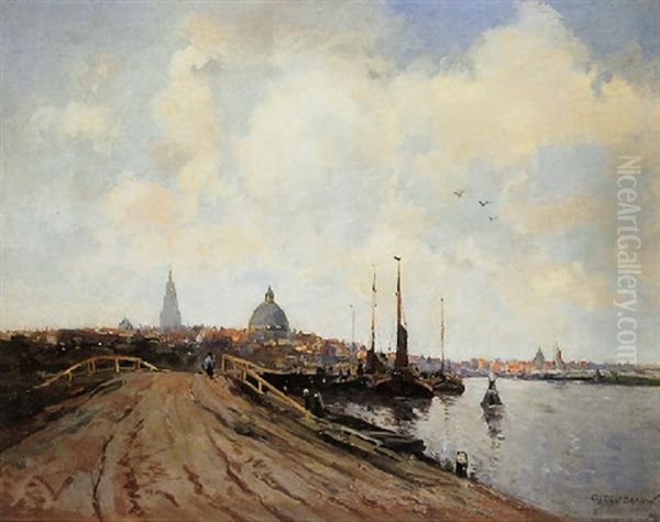 View Of Rotterdam Oil Painting by Gerard Delfgaauw