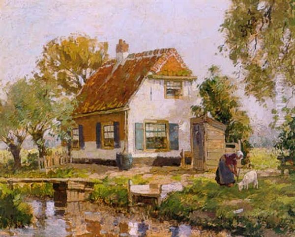 Boerenhoeve Te Rijswijk Oil Painting by Gerard Delfgaauw