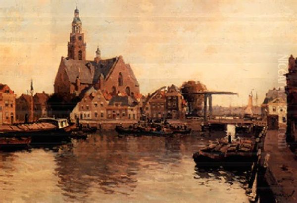 A View Of Maassluis Oil Painting by Gerard Delfgaauw