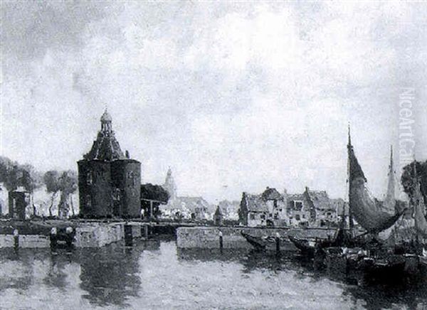 Enkhuizen Harbour Oil Painting by Gerard Delfgaauw