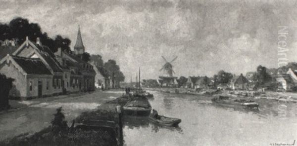 A View In Oude Wetering Oil Painting by Gerard Delfgaauw