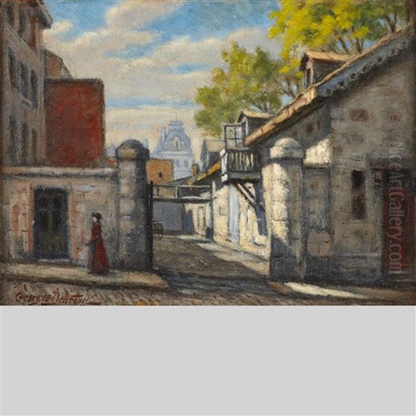 Old Montreal With The Magistrate's Court Oil Painting by Georges Marie-Joseph Delfosse