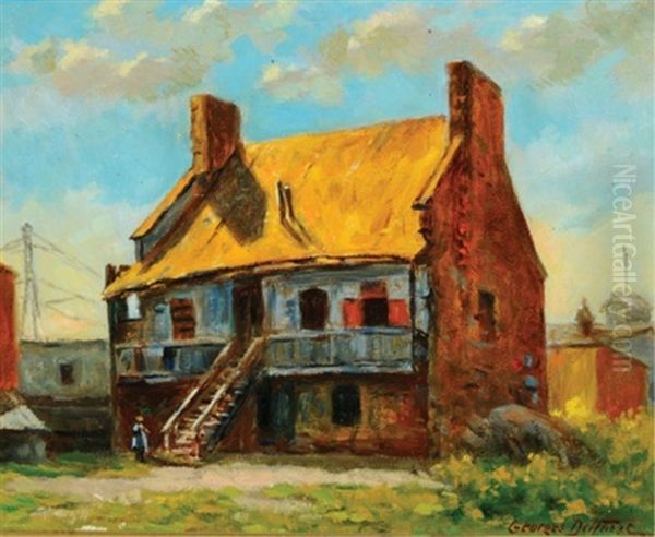 Quebec Tenement Oil Painting by Georges Marie-Joseph Delfosse