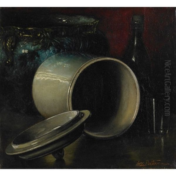 Still Life With Pot Oil Painting by Georges Marie-Joseph Delfosse