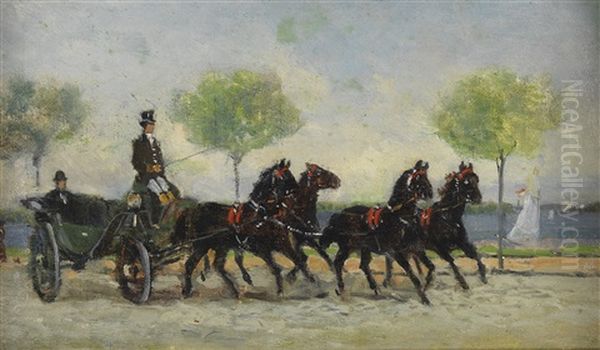 Reeder Laeisz Fahrt Mit Einem Vierspanner Um Die Alster Oil Painting by Moritz Delfs