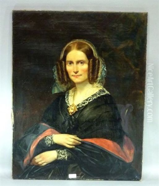 Portrait D'elegante Au Camee Oil Painting by Joseph Delin