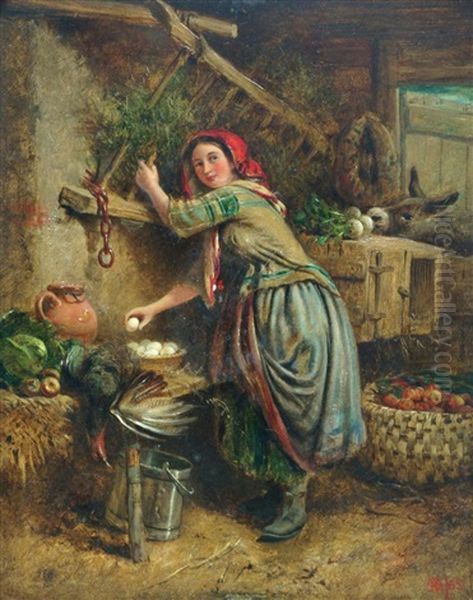 Collecting The Eggs Oil Painting by John Henry Dell