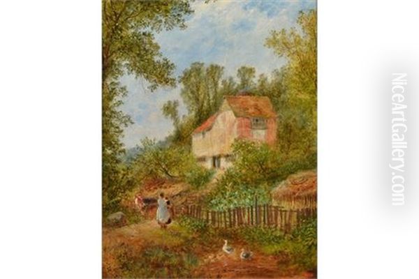 Woodland Cottage Oil Painting by John Henry Dell