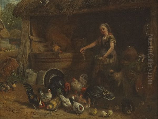 The Poultry Yard Oil Painting by John Henry Dell