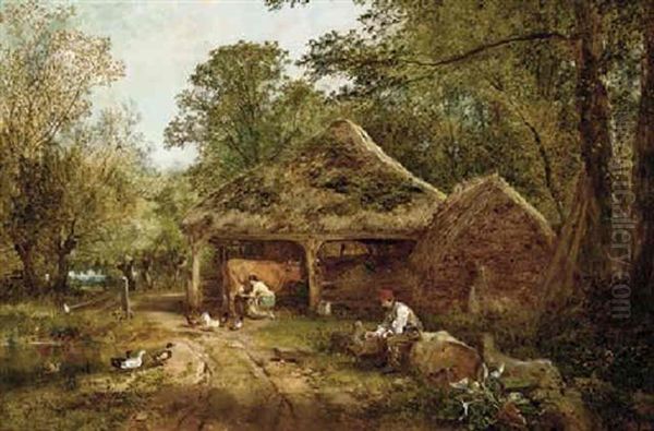 Milking Time Oil Painting by John Henry Dell