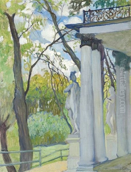 Spring Day In Tsarskoye Selo Oil Painting by Olga Lyudvigovna Della-Vos-Kardovskaya