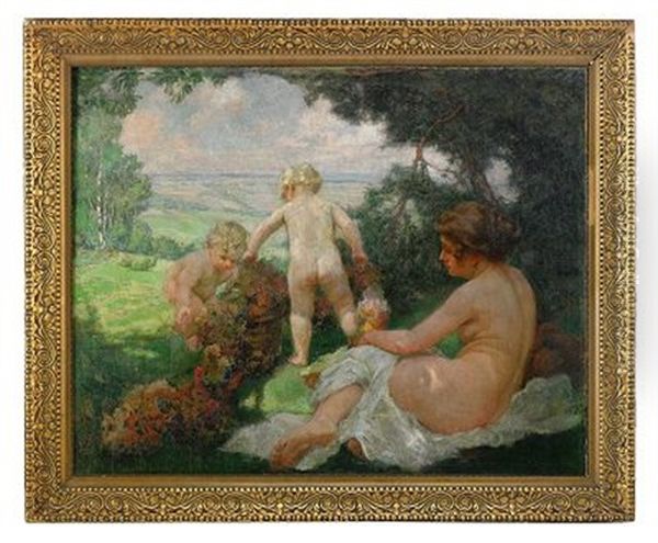 Landscape With Figures Oil Painting by Olga Lyudvigovna Della-Vos-Kardovskaya