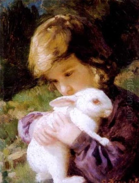 Garcon Au Lapin Oil Painting by Olga Lyudvigovna Della-Vos-Kardovskaya