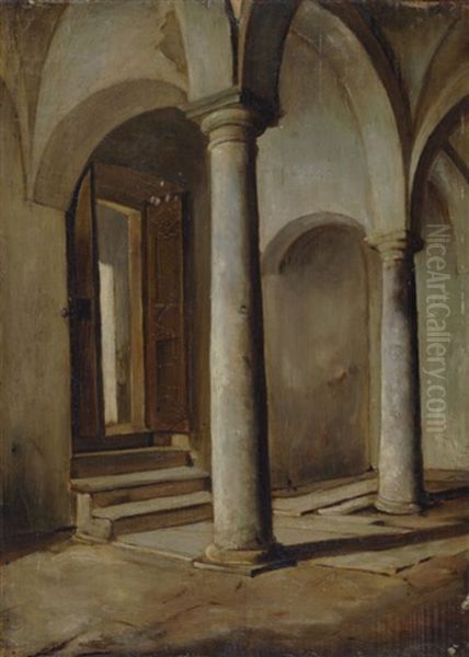 La Stanza Delle Colonne Oil Painting by Lorenzo Delleani