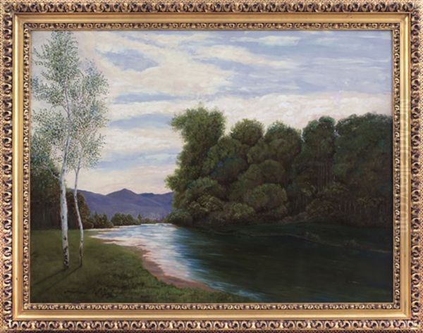 Lungo Il Fiume Oil Painting by Lorenzo Delleani