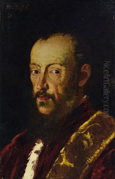 Ritratto Di Censore Veneziano (after Domenico Tintoretto) Oil Painting by Lorenzo Delleani