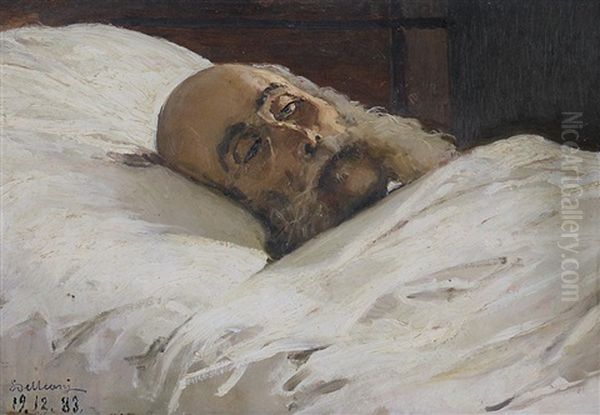 Il Cav. Giovanni Vignola Sul Letto Di Morte Oil Painting by Lorenzo Delleani