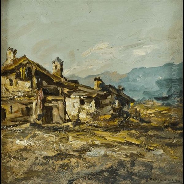 Paesaggio Rustico Oil Painting by Lorenzo Delleani