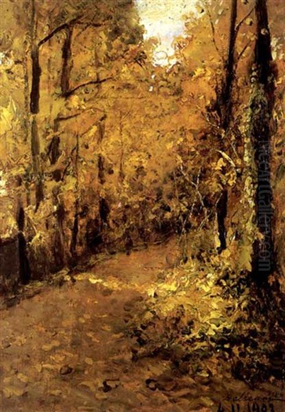 Sous-bois Oil Painting by Lorenzo Delleani