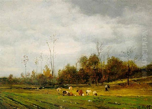 Country Landscape Oil Painting by Lorenzo Delleani