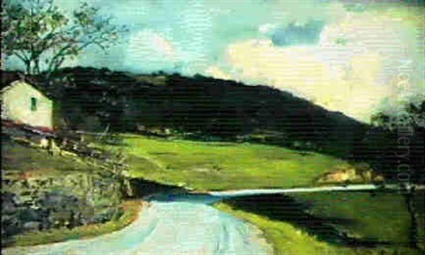 Strada Verso Pollone Oil Painting by Lorenzo Delleani