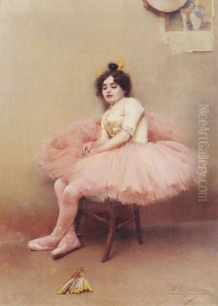 Ballerine Assoupie Oil Painting by David Dellepiane