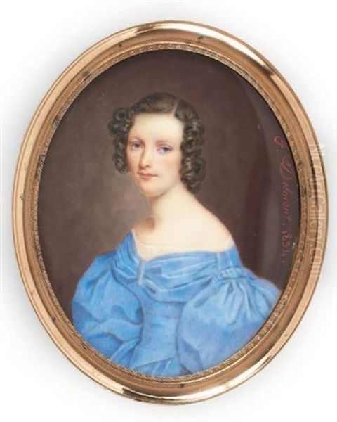 Portrait De La Comtesse Charles De Maudre Oil Painting by Felix Delmont