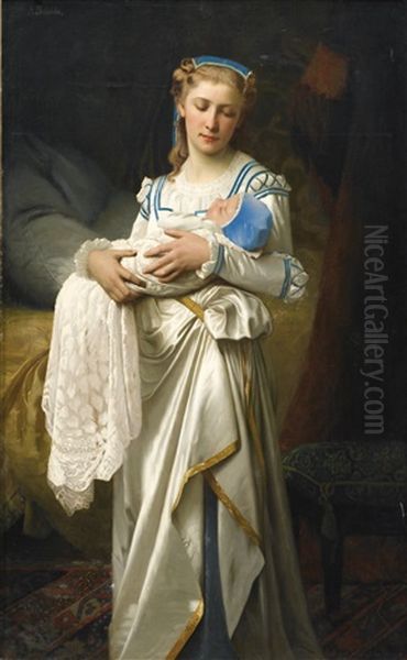 Jeune Mere Et Son Enfant Oil Painting by Francois Alfred Delobbe