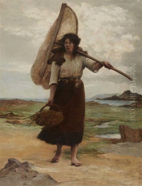 Le Retour De La Peche Oil Painting by Francois Alfred Delobbe