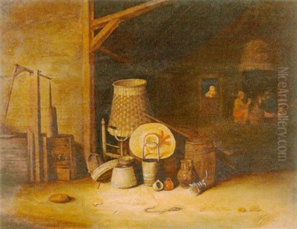 Scheuneninterieur Oil Painting by Anthonie Delorme