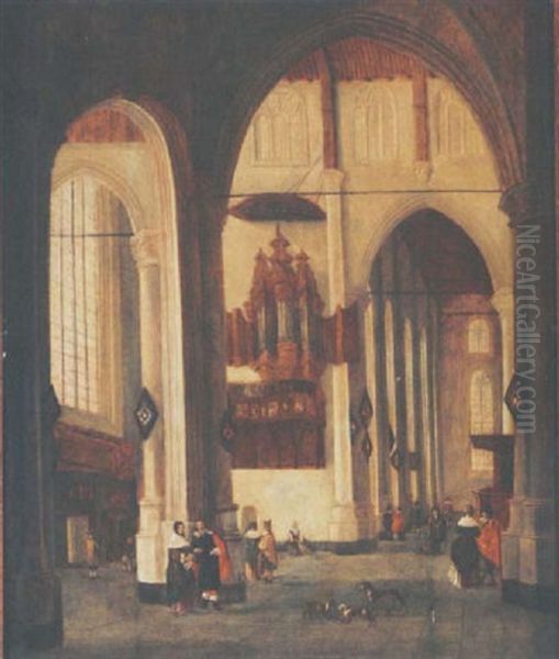 The Interior Of The Laurenskerk, Rotterdam Oil Painting by Anthonie Delorme