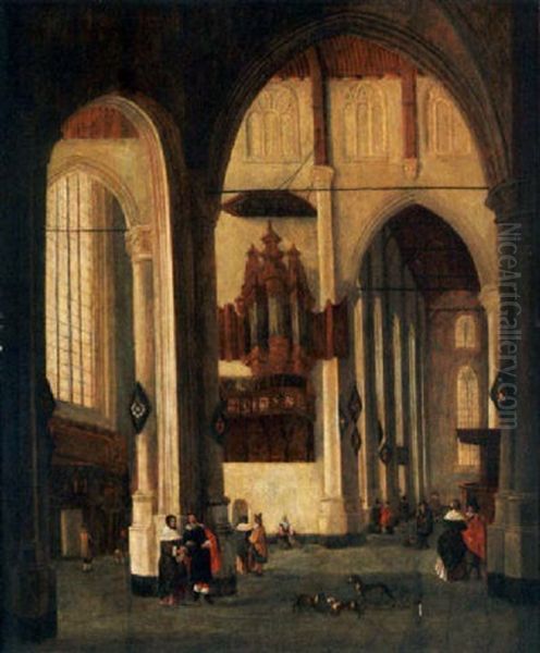 The Interior Of The Laurenskerke, Rotterdam Oil Painting by Anthonie Delorme