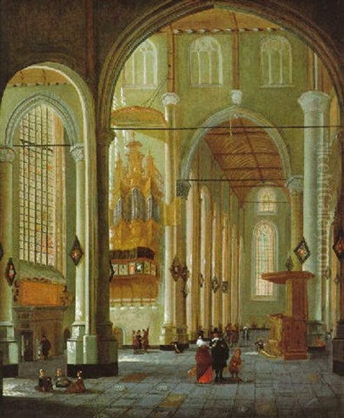 Inneres Der Laurentius-kirche Rotterdam Oil Painting by Anthonie Delorme