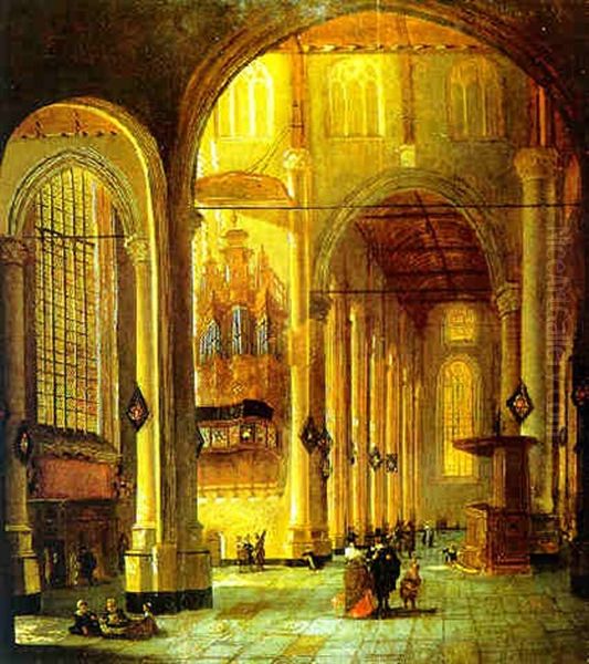 Inneres Der St. Laurenskerk In Rotterdam Oil Painting by Anthonie Delorme