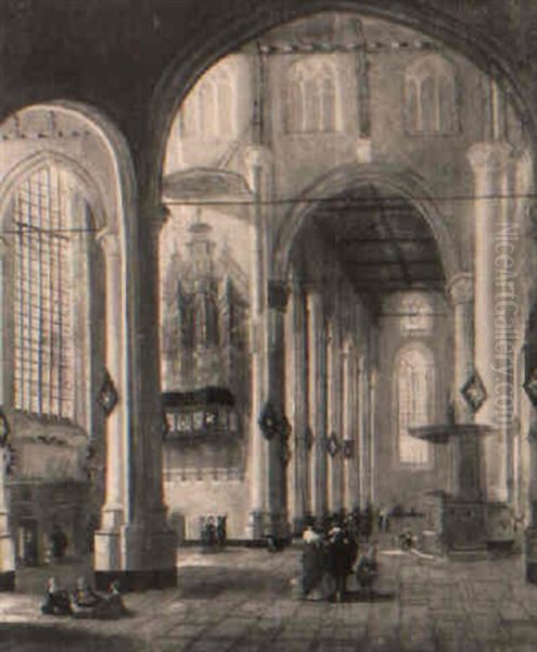 Das Innere Der St. Laurenzkirche In Rotterdam Oil Painting by Anthonie Delorme