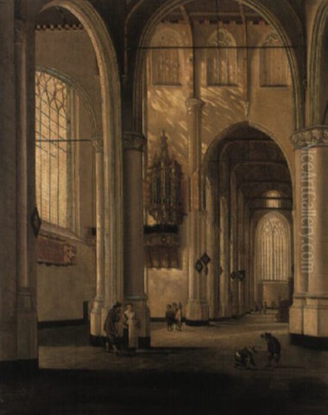 Interieur De L'eglise Saint Laurent . Rotterdam Oil Painting by Anthonie Delorme